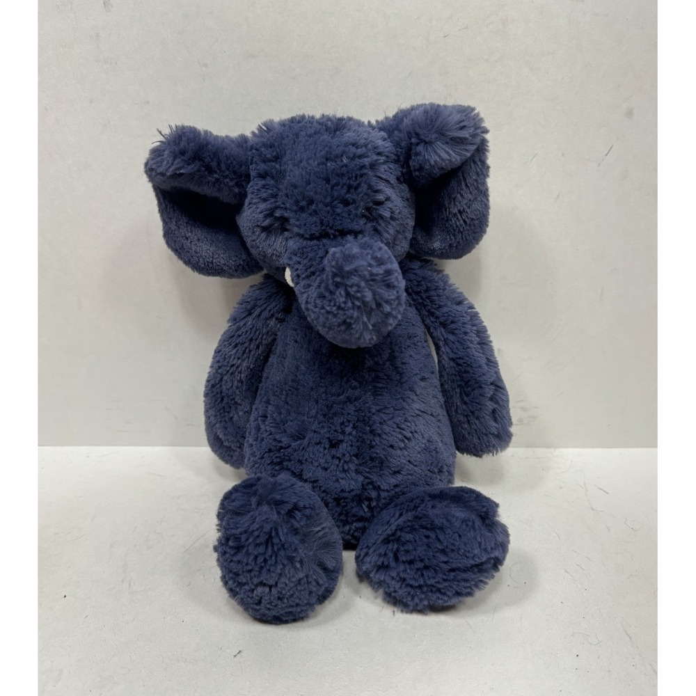 Jellycat Bashful Elephant Navy Blue Plush 12" Medium Stuffed Animal